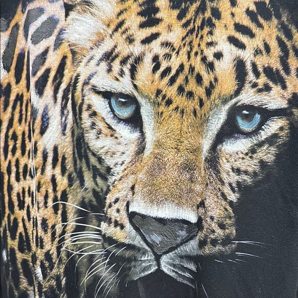 NWT Etro Black Short Sleeve Tee with Leopard hand painting Size XL - Picture 4 of 7